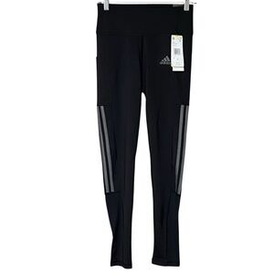 adidas Primegreen AEROREADY 7/8 Leggings Black Gray 3-Stripes Pocket NWT S